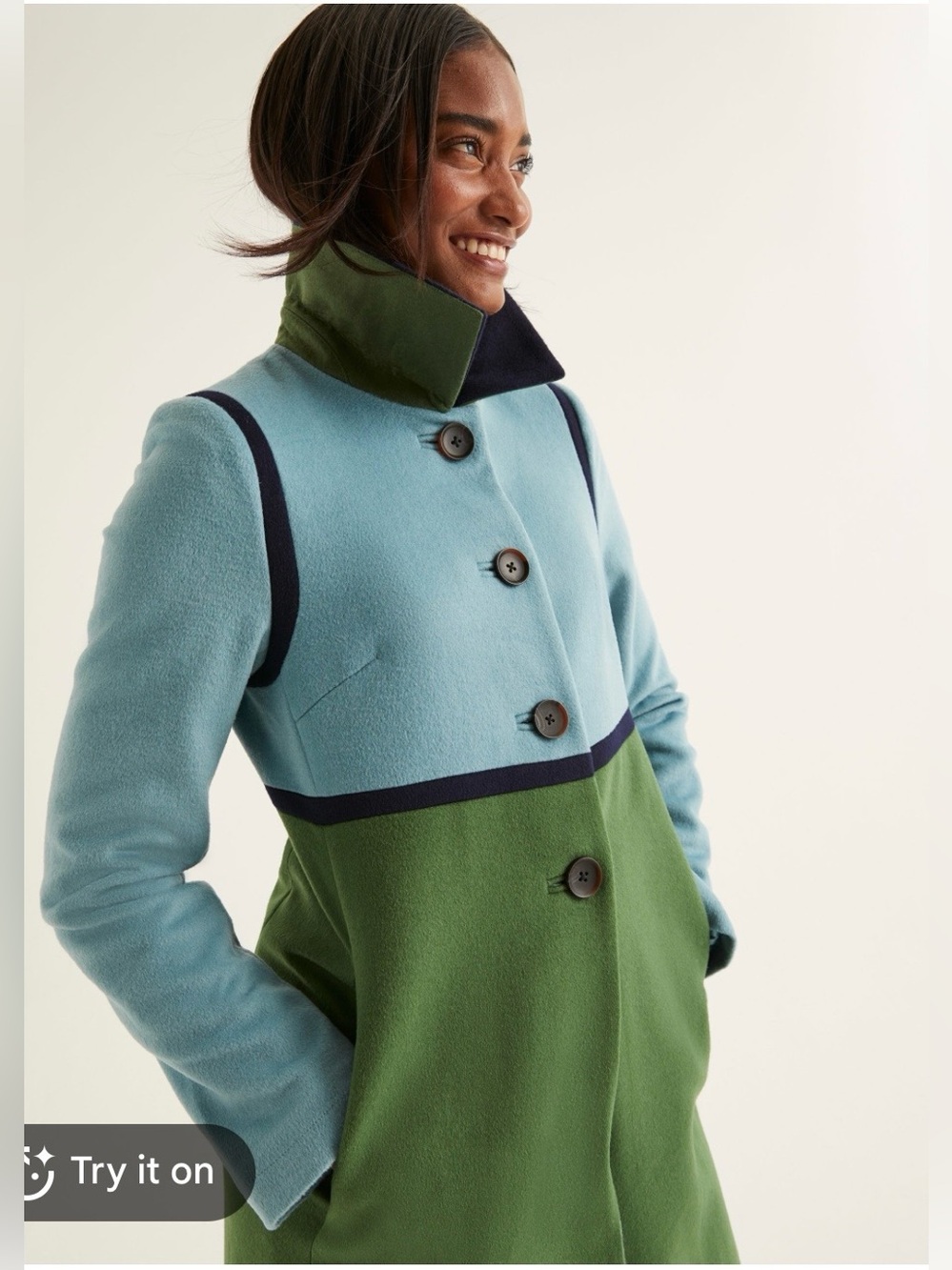 RARE Boden Lovelace Two-Tone Green Wool-Blend Coat size 6. Like new. - Picture 3 of 11